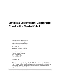 Limbless Locomotion: Learning to Crawl with a Snake Robot