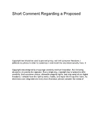 Short Comment Regarding a Proposed Exemption Under 17 U.S.C