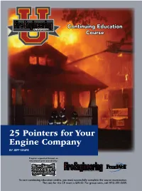 25 Pointers for Your Engine Company by JEFF SHUPE