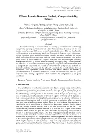 Efficient Pairwise Document Similarity Computation in Big Datasets