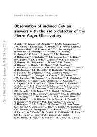 Observation of Inclined Eev Air Showers with the Radio Detector of the Pierre Auger Observatory