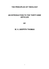 The Principles of Theology an Introduction to the Thirty