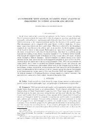 An Interview with Michael Dummett: from Analytical Philosophy to Voting Analysis and Beyond