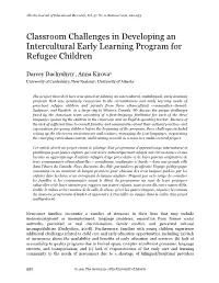 Classroom Challenges in Developing an Intercultural Early Learning Program for Refugee Children