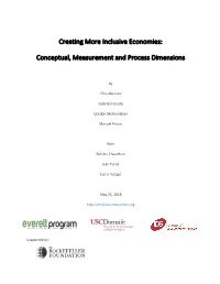 Creating More Inclusive Economies: Conceptual, Measurement And