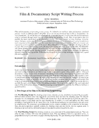 Film & Documentary Script Writing Process