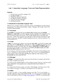 Lab 1: Assembly Language Tools and Data Representation