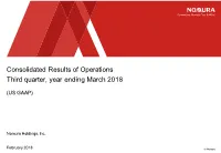 Consolidated Results of Operations Third Quarter, Year Ending March 2018