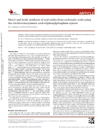 Direct and Facile Synthesis of Acyl Azides from Carboxylic Acids Using the Trichloroisocyanuric Acid–Triphenylphosphine System