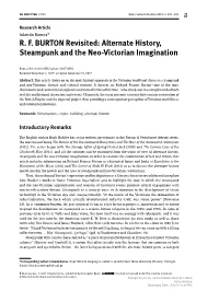 R. F. BURTON Revisited: Alternate History, Steampunk and the Neo-Victorian Imagination