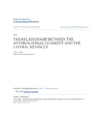 The Relationship Between the Anterolateral Ligament and the Lateral Meniscus" (2016)