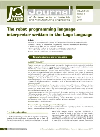 The Robot Programming Language Interpreter Written in the Logo Language, Journal of Achievements in Materials and Manufacturing Engineering 45/2 (2011) 194-203