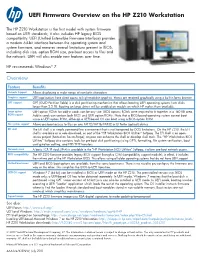 UEFI Firmware Overview on the HP Z210 Workstation