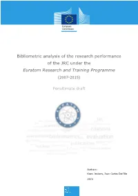 Bibliometric Analysis of the Research Performance of the JRC Under the Euratom Research and Training Programme (2007-2015)
