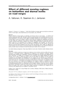 Effect of Different Mowing Regimes on Butterflies and Diurnal Moths on Road Verges A