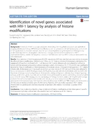 Identification of Novel Genes Associated with HIV-1 Latency By