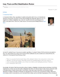 Iraq: Post-Conflict Stabilization Redux