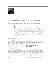 Live Organism Toxicity Monitoring: Signal Analysis