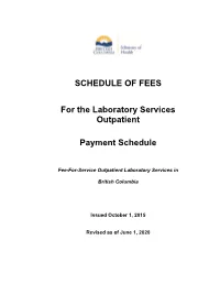SCHEDULE of FEES for the Laboratory Services Outpatient