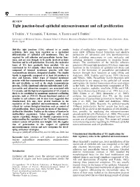 Tight Junction-Based Epithelial Microenvironment and Cell Proliferation