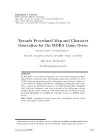 Towards Procedural Map and Character Generation for the MOBA Game Genre