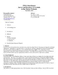 TWIG Final Report Survey and Inventory of Gyrinids in Big Thicket Wetlands September 2014