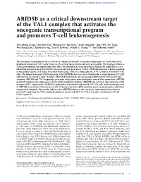 ARID5B As a Critical Downstream Target of the TAL1 Complex That Activates the Oncogenic Transcriptional Program and Promotes T-Cell Leukemogenesis