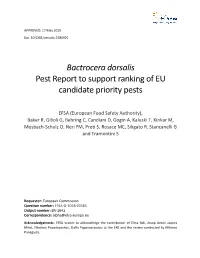 Bactrocera Dorsalis Pest Report to Support Ranking of EU Candidate Priority Pests