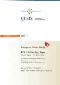 European Values Study 2008, 4Th Wave, the Netherlands