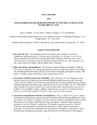 Final Report 2016 Endangered Species Research Projects