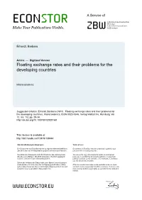 Floating Exchange Rates and Their Problems for the Developing Countries