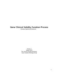 Gene Clinical Validity Curation Process Standard Operating Procedure