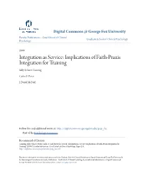 Implications of Faith-Praxis Integration for Training Sally Schwer Canning