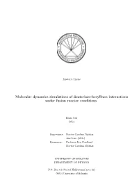 Molecular Dynamics Simulations of Deuterium-Beryllium Interactions Under Fusion Reactor Conditions