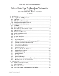 Unicode Nearly Plain Text Encoding of Mathematics