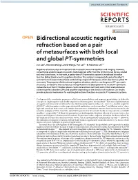 Bidirectional Acoustic Negative Refraction Based on a Pair Of