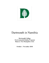 Dartmouth in Namibia ENVS 84 Final Reports 2018