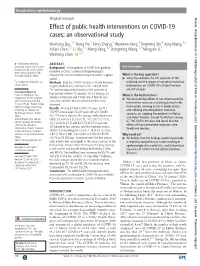 Effect of Public Health Interventions on COVID-19 Cases