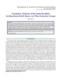 Geometric Analysis of the Some Rectified Archimedean Solids