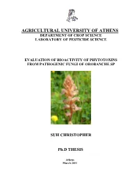 Agricultural University of Athens Department of Crop Science Laboratory of Pesticide Science