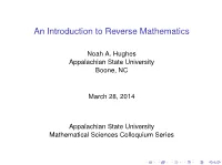 An Introduction to Reverse Mathematics