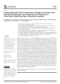 Comparing Ictal Cardiac Autonomic Changes in Patients with Frontal Lobe Epilepsy and Temporal Lobe Epilepsy by Ultra-Short-Term Heart Rate Variability Analysis