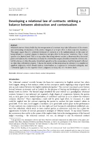 Developing a Relational Law of Contracts: Striking a Balance Between Abstraction and Contextualism