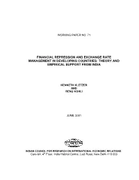 Financial Repression and Exchange Rate Management in Developing Countries: Theory and Empirical Support from India
