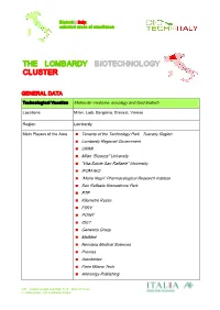 The Lombardy Biotechnology Cluster