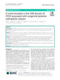 A Novel Mutation in the OAR Domain of PITX3 Associated with Congenital