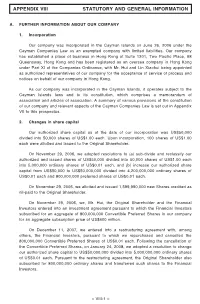 Appendix Viii Statutory and General Information