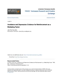Avoidance and Depression: Evidence for Reinforcement As a Mediating Factor