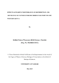 Effects of Habitat Disturbance on Distribution and Abundance Of