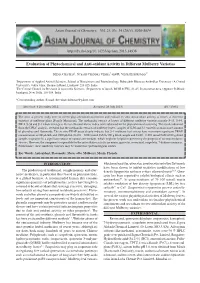 Evaluation of Phytochemical and Anti-Oxidant Activity in Different Mulberry Varieties